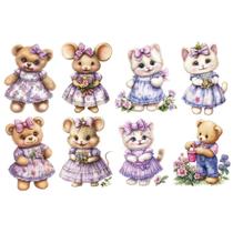 Estampa Fácil Fabricart - Bichinhos Lilás Estampa Fácil Fabricart - Bichinhos Lilás