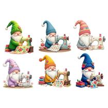 Estampa Fácil Fabricart - Gnomos Costureiros Estampa Fácil Fabricart - Gnomos Costureiros