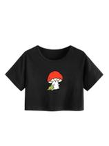 Estampa gráfica de manga curta Crop Top SweatyRocks Summer Estampa gráfica de manga curta Crop Top SweatyRocks Summer