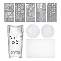 Estampador de arte de unhas SAGEBIO Clear Silicone com raspador