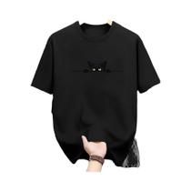Estampas interessantes de gatos, simples e elegantes. Camiseta masculina confortável 100% algodão