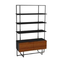 Estante 4 prateleiras 2 portas em Madeira Aço Carbono e MDF Branco Industrial Artemobili