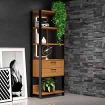 Estante 5 Prateleiras 2 Gavetas Freijó-Preto 73 X 32 X 185cm
