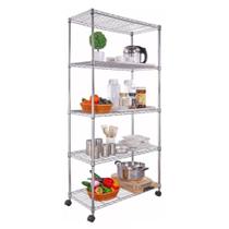 Estante 5 Prateleiras Aramada Cromada Aço Com Rodízios