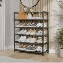 Estante 5 Prateleiras Preta Organizadora para Sapatos Closet Quarto Hall Compacta Multiuso Estante 5 Prateleiras Preta Organizadora para Sapatos Closet Quarto Hall Compacta Multiuso