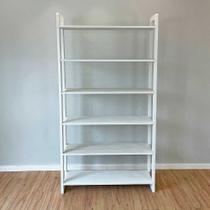 Estante 6 Prateleiras de Madeira Pinus Linea Ample Branco