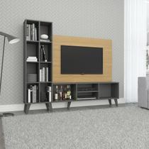 Estante Aberta com Painel TV 55 Pol. para Sala 180x157cm Cinza 0679