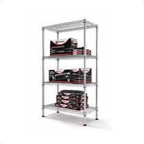 Estante Aço Cromado 4 prateleiras HD 90 x 45 x 180 cm