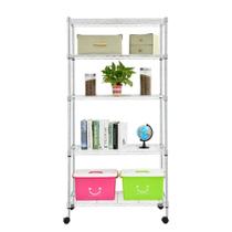 Estante Aço Cromado 5 Prateleiras Reguláveis Aramada Multiuso Rodízio 75x35x150