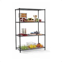 Estante Aço Preta 4 prateleiras HD 90 x 45 x 180 cm