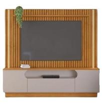 Estante Afago Para TV 65 Polegadas Ripado Com LED Cinamomo Off White JCM