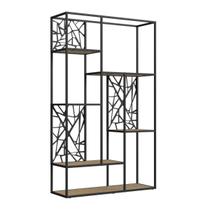 Estante Alta Armário Prateleira Estilo Industrial Metal Preto Aveiro 122x39x202cm Placa e Ponto Estante Alta Armário Prateleira Estilo Industrial Metal Preto Aveiro 122x39x202cm Placa e Ponto
