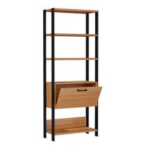 Estante Alta Estilo Industrial 1 Porta E95 Freijó/Preto Fosco - Pradel Estante Alta Estilo Industrial 1 Porta E95 Freijó/Preto Fosco - Pradel