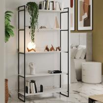 Estante Alta Guaecá 180x95 Industrial para Livros e Decor em Sala ou Escritório - Preto/branco Estante Alta Guaecá 180x95 Industrial para Livros e Decor em Sala ou Escritório - Preto/branco