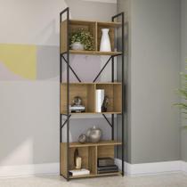 Estante Alta Industrial Kappesberg Escritório Sala 3 Nichos Base Metal MDP Marrom Madeira Estante Alta Industrial Kappesberg Escritório Sala 3 Nichos Base Metal MDP Marrom Madeira