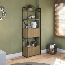 Estante Alta Industrial Kappesberg Escritório Sala 4 Portas Base Metal MDP Marrom Madeira Estante Alta Industrial Kappesberg Escritório Sala 4 Portas Base Metal MDP Marrom Madeira