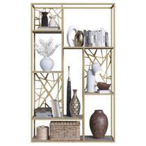 Estante Alta P1057 6 Prateleiras Aço e MDP 122cm Dourado Placa & Ponto Estante Alta P1057 6 Prateleiras Aço e MDP 122cm Dourado Placa & Ponto