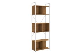 Estante Alta Para Livros Estilo Industrial Kappesberg LI014 cor Canela Branco