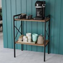 Estante Aparador Buffet Café Mesa Duas Prateleiras Estilo Industrial Moderno
