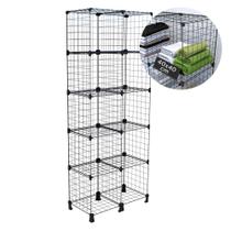 Estante Aramada 10 Nichos 40x40cm para Organizar Roupas Livros Sapatos Prateleira de Aço Multiuso Preto