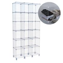 Estante Aramada 18 Nichos 40x40cm Prateleira Alta de Aço Expositor Multiuso Organizador Estoque Loja Confecção Branco