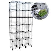 Estante Aramada 18 Nichos 40x40cm Prateleira Alta de Aço Expositor Multiuso Organizador Estoque Loja Confecção Preto