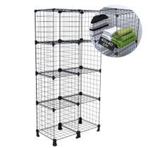 Estante Aramada 8 Nichos 40x40cm Prateleira de Aço Multiuso para Roupas Sapatos Livros Brinquedos Organizadora Preto