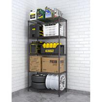 Estante Aramada De Aço Preto 5 Prateleiras Rack Com Rodinha Estante Aramada De Aço Preto 5 Prateleiras Rack Com Rodinha