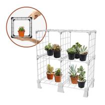 Estante Aramada Decorativa Apoio para Plantas Suculentas e Vasos 4 Nichos 45cm Altura Horta Vertical