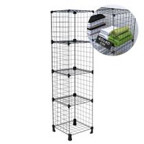 Estante Aramada Multiuso 4 Nichos 40x40cm Prateleira Organizadora Livreiro de Aço para Sala Quarto Preto