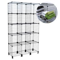 Estante Aramada para Loja 15 Nichos 40x40cm Prateleira Organizadora Estoque Roupas Calçados Sapatos Preto