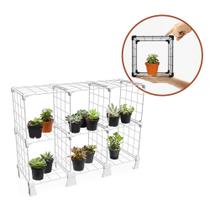 Estante Aramada Suporte para Plantas Vasos Flores 6 Nichos Horizontal 45cm Altura Decoração Multiuso