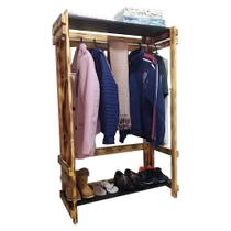 Estante Arara Cabideiro e Sapateira 2 Prateleiras Envernizada Percha