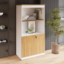 Estante Armário 160cm para Escritório com 2 Portas Puxadores Cava Corporate F5 Marrom/Macadâmia/Bran Estante Armário 160cm para Escritório com 2 Portas Puxadores Cava Corporate F5 Marrom/Macadâmia/Bran