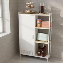 Estante Armario Aco Bambu Cozinha 3 Prateleiras 107x72x36cm Branco Estante Armario Aco Bambu Cozinha 3 Prateleiras 107x72x36cm Branco