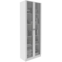Estante Armário Alta Livreiro Multiuso Office 2 Portas Vidro Branco Estante Armário Alta Livreiro Multiuso Office 2 Portas Vidro Branco