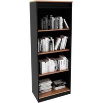 Estante Armário Alta Livreiro Multiuso Office 4 Prateleiras Amêndoa/preto