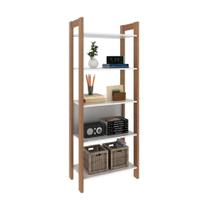 Estante Armário Alta Multiuso 5 prateleiras AZ1005 Amêndoa/Branco - Tecno