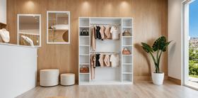 Estante Armário Colmeia com 02 Cabideiros + 14 Nichos Expositor Organizador Branco Cód.101