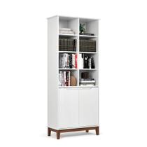 Estante Armário Livreiro Prateleira Livro Nicho Decoração Sala Leitura Escola Quarto Gamer Organizadora 2 Portas Escritório Flow Branco