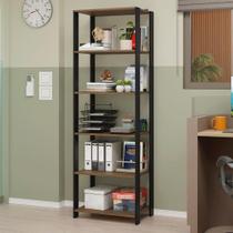 Estante Armário Multiuso Para Escritório 59cm 5 Prateleiras Rustic/preto Madesa Preto/rustic Estante Armário Multiuso Para Escritório 59cm 5 Prateleiras Rustic/preto Madesa Preto/rustic