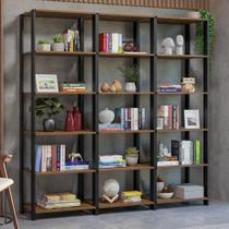 Estante Armário Multiuso Para Livros 177cm Rustic/Preto Estante Armário Multiuso Para Livros 177cm Rustic/Preto