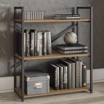 Estante Baixa Industrial Kappesberg Escritório Sala 3 Prateleiras Base Metal MDP Marrom Madeira Estante Baixa Industrial Kappesberg Escritório Sala 3 Prateleiras Base Metal MDP Marrom Madeira