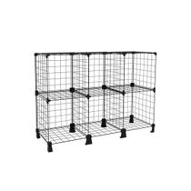 Estante Balcão Expositor Aramado 6 Nichos Horizontal Preto Prateleira de Organização