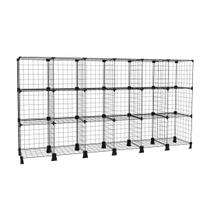 Estante Balcão Expositor Aramado Preto 18 Nichos Horizontal Prateleira Organizador Livros Roupas