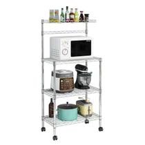 Estante Bancada Aço 4 Prateleiras Cromada Aramada Com Rodizio Estante Bancada Aço 4 Prateleiras Cromada Aramada Com Rodizio