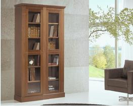 Estante Biblioteca Vicenza 2 Corpos Madeira Maciça Com Portas Vidro Weihermann