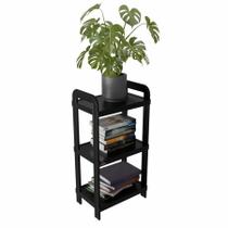 Estante c/ 3 Prateleira Organizadora de Plástico Modular Multiuso para Cozinha e Quarto na cor preta