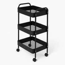 Estante Carrinho Multiuso Organizador 3 Prateleiras com Rodinhas 75 cm Metal Pratico