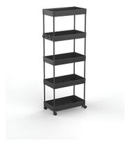 Estante Carrinho Multiuso Rodas 108x40x22cm 5 Niveis Preto Estante Carrinho Multiuso Rodas 108x40x22cm 5 Niveis Preto